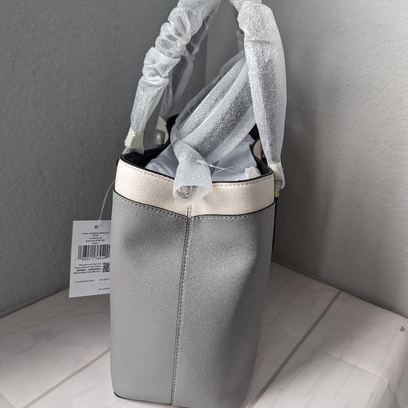 NWT KATE SPADE Sienna Refined Grain Leather Satchel Colorblock Grey Multi - Picture 4 of 4